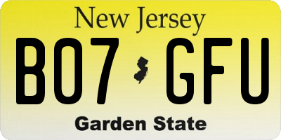 NJ license plate B07GFU