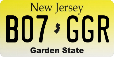 NJ license plate B07GGR