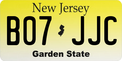 NJ license plate B07JJC