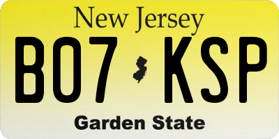 NJ license plate B07KSP