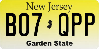 NJ license plate B07QPP