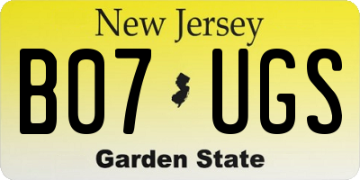 NJ license plate B07UGS
