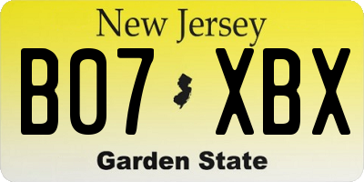 NJ license plate B07XBX