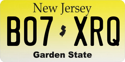NJ license plate B07XRQ