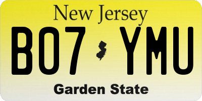 NJ license plate B07YMU