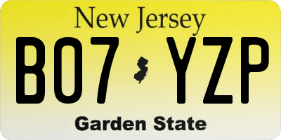 NJ license plate B07YZP