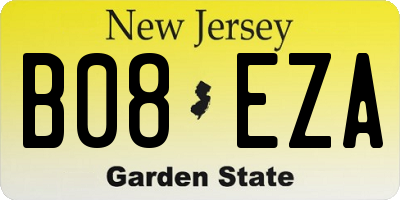 NJ license plate B08EZA
