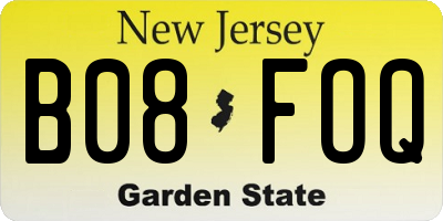 NJ license plate B08FOQ