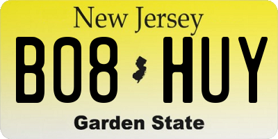 NJ license plate B08HUY