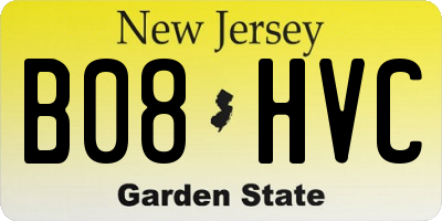 NJ license plate B08HVC