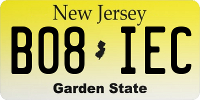 NJ license plate B08IEC