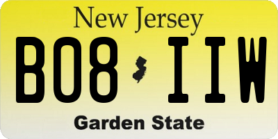 NJ license plate B08IIW