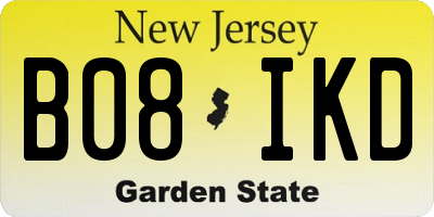 NJ license plate B08IKD