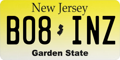 NJ license plate B08INZ