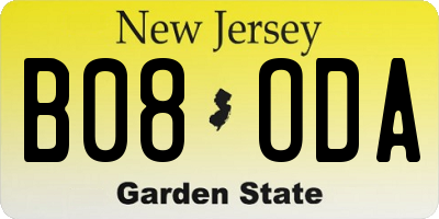 NJ license plate B08ODA