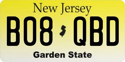 NJ license plate B08QBD