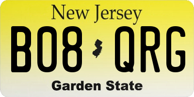 NJ license plate B08QRG