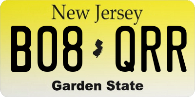 NJ license plate B08QRR