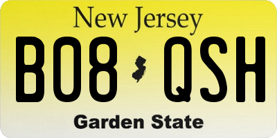 NJ license plate B08QSH