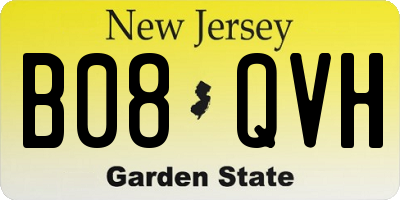 NJ license plate B08QVH