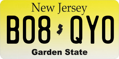 NJ license plate B08QYO