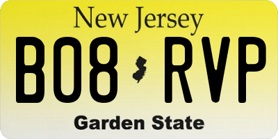 NJ license plate B08RVP