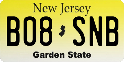 NJ license plate B08SNB