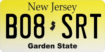 NJ license plate B08SRT