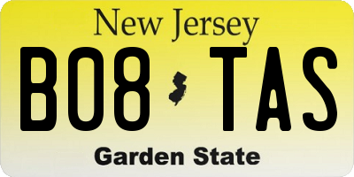 NJ license plate B08TAS