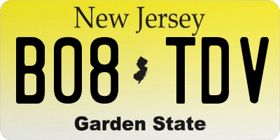 NJ license plate B08TDV