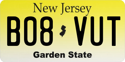 NJ license plate B08VUT