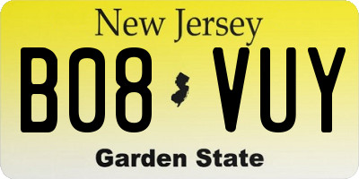 NJ license plate B08VUY