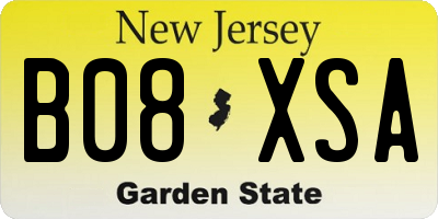 NJ license plate B08XSA