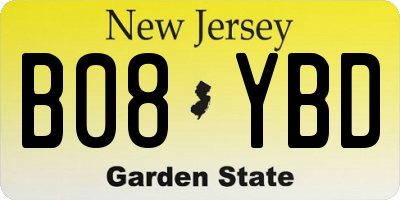 NJ license plate B08YBD