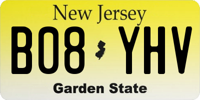 NJ license plate B08YHV