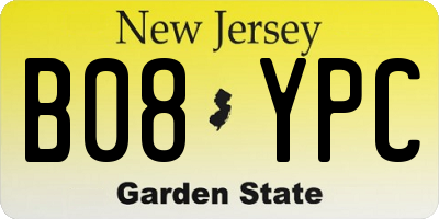 NJ license plate B08YPC