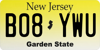 NJ license plate B08YWU
