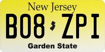 NJ license plate B08ZPI