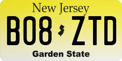 NJ license plate B08ZTD