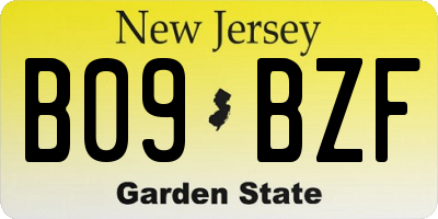 NJ license plate B09BZF