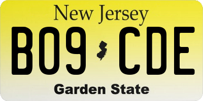 NJ license plate B09CDE