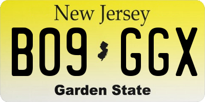 NJ license plate B09GGX