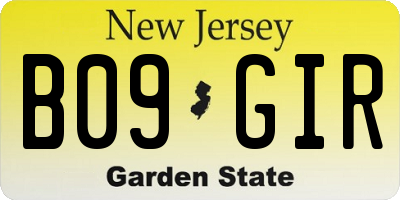NJ license plate B09GIR
