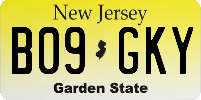 NJ license plate B09GKY