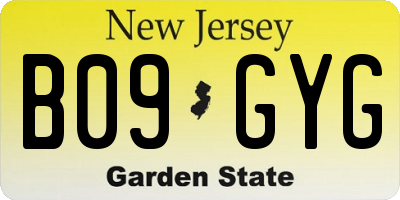 NJ license plate B09GYG