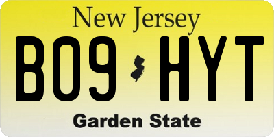NJ license plate B09HYT