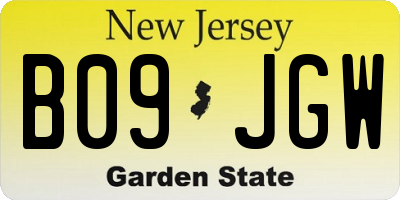 NJ license plate B09JGW