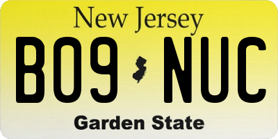 NJ license plate B09NUC