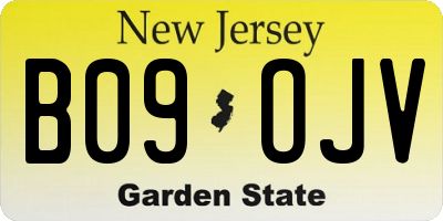 NJ license plate B09OJV