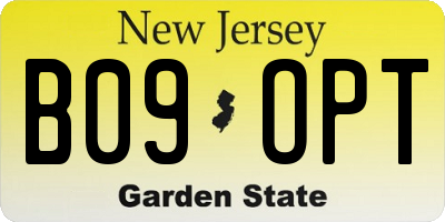 NJ license plate B09OPT